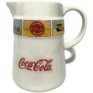 Gibson Retro Coca Cola Glass Pitcher 2 Quart White